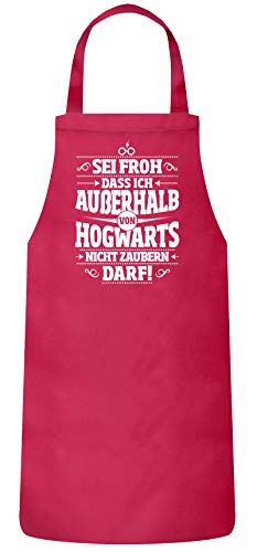 ShirtStreet Fanartikel Fan Kult Film Frauen Herren Barbecue Baumwoll Grillschürze Kochschürze Außerhalb von Hogwarts, Größe: OneSize,Pink von ShirtStreet
