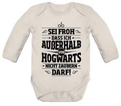 ShirtStreet Fanartikel Fan Kult Film Strampler Bio Baby Body Bodysuit Langarm Jungen Mädchen Außerhalb von Hogwarts, Größe: 6-12 Monate,Organic Natural von ShirtStreet