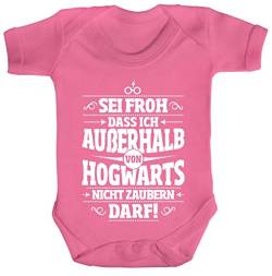 ShirtStreet Fanartikel Fan Kult Film Strampler Bio Baumwoll Baby Body Kurzarm Jungen Mädchen Außerhalb von Hogwarts, Größe: 12-18 Monate,Bubble Gum Pink von ShirtStreet