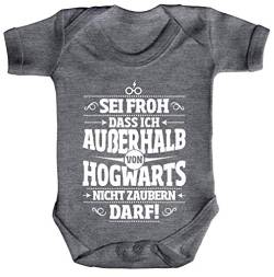 ShirtStreet Fanartikel Fan Kult Film Strampler Bio Baumwoll Baby Body Kurzarm Jungen Mädchen Außerhalb von Hogwarts, Größe: 3-6 Monate,Heather Grey Melange von ShirtStreet