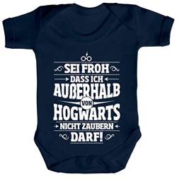 ShirtStreet Fanartikel Fan Kult Film Strampler Bio Baumwoll Baby Body Kurzarm Jungen Mädchen Außerhalb von Hogwarts, Größe: 3-6 Monate,Nautical Navy von ShirtStreet