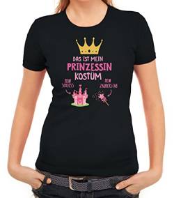 ShirtStreet Fasching Karneval Damen T-Shirt mit Das ist Mein Prinzessin Kostüm 1 Motiv, Größe: L,schwarz von ShirtStreet