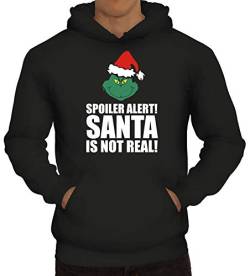 ShirtStreet Geschenk für Weihnachtsmuffel Herren Hoodie Männer Kapuzenpullover Spoiler Alert Santa, Größe: XL,Schwarz von ShirtStreet