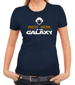 ShirtStreet Geschenkidee Damen T-Shirt mit Best Mom In The Galaxy Motiv, Größe: M,dunkelblau von ShirtStreet