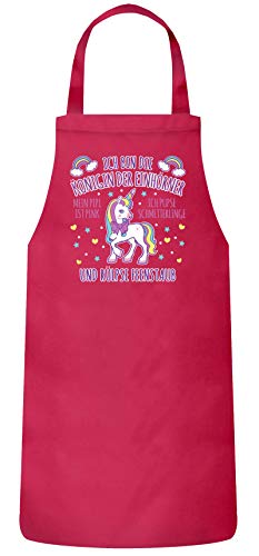 ShirtStreet Geschenkidee für Einhorn Fans Frauen Herren Barbecue Baumwoll Grillschürze Kochschürze Ich bin die Königin der Einhörner, Größe: onesize,Pink von ShirtStreet