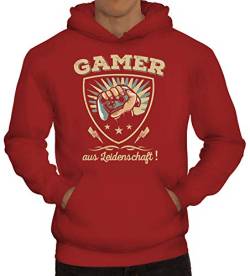 ShirtStreet Geschenkidee für Gamer Gaming Herren Hoodie Männer Kapuzenpullover Gamer aus Leidenschaft, Größe: L,Rot von ShirtStreet