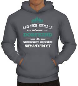 ShirtStreet Herren Hoodie Männer Kapuzenpullover Leg Dich Niemals mit einem Dorfkind an, Größe: XL,Grau von ShirtStreet