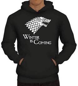 ShirtStreet Herren Hoodie Männer Kapuzenpullover Wolf - Winter is Coming, Größe: L,Schwarz von ShirtStreet