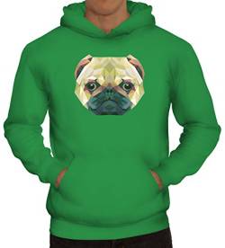 ShirtStreet Hundebesitzer Kapuzenpullover mit Polygon Mops Motiv, Größe: 3XL,Kelly Green von ShirtStreet