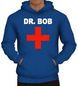 ShirtStreet Karneval Fasching Verkleidung Arzt Ärzte Kapuzenpullover Dr. Bob, Größe: XL,Royal Blau von ShirtStreet