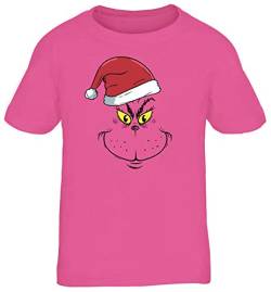 ShirtStreet Kinder T-Shirt Rundhals Mädchen Jungen Weihnachtsmuffel Face, Größe: 122/128,pink von ShirtStreet