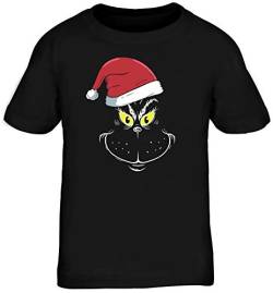 ShirtStreet Kinder T-Shirt Rundhals Mädchen Jungen Weihnachtsmuffel Face, Größe: 122/128,schwarz von ShirtStreet