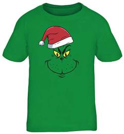 ShirtStreet Kinder T-Shirt Rundhals Mädchen Jungen Weihnachtsmuffel Face, Größe: 134/146,Kelly Green von ShirtStreet