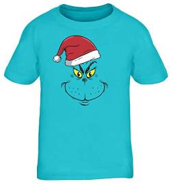 ShirtStreet Kinder T-Shirt Rundhals Mädchen Jungen Weihnachtsmuffel Face, Größe: 152/164,türkis von ShirtStreet