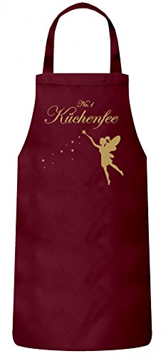 ShirtStreet Kochen Koch Köchin Küchen Party Frauen Herren Barbecue Baumwoll Grillschürze Kochschürze Fee - No. 1 Küchenfee, Größe: OneSize,Burgund von ShirtStreet