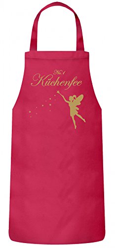 ShirtStreet Kochen Koch Köchin Küchen Party Frauen Herren Barbecue Baumwoll Grillschürze Kochschürze Fee - No. 1 Küchenfee, Größe: OneSize,Pink von ShirtStreet