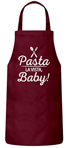 ShirtStreet Kochen Koch Küchen Party Frauen Herren Barbecue Baumwoll Grillschürze Kochschürze Pasta La Vista Baby, Größe: OneSize,Burgund von ShirtStreet