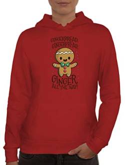 ShirtStreet Lebkuchen Damen Hoodie Frauen Kapuzenpullover Jingle Bells Gingerbread, Größe: S,Rot von ShirtStreet