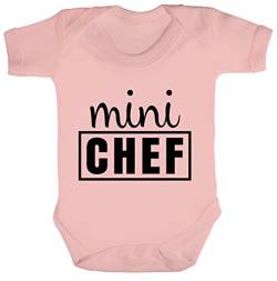 ShirtStreet Lustige Geschenkidee zur Geburt Strampler Bio Baumwoll Baby Body Kurzarm Jungen Mädchen Mini Chef, Größe: 3-6 Monate,Powder Pink von ShirtStreet