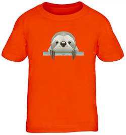 ShirtStreet Sloth Kids Kinder Fun T-Shirt mit Polygon Faultier Motiv, Größe: 134/146,orange von ShirtStreet