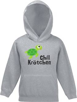 ShirtStreet Turtle Schildkröte Kinder Kids Kapuzen Hoodie - Pullover mit Chillkrötchen 1 Motiv, Größe: 152,Graumeliert von ShirtStreet