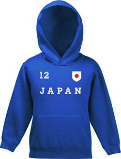 ShirtStreet Wappen Fußball WM Fanfest Gruppen Kinder Hoodie Kapuzenpullover Mädchen Jungen Trikot Japan, Größe: 140,Royal Blau von ShirtStreet
