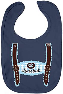 ShirtStreet Wiesn Lätzchen Baumwolle Baby Bib Jungen Mädchen Oktoberfest - Junge Lederhose Lausbub, Größe: OneSize,Nautical Navy von ShirtStreet