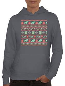 ShirtStreet lustiges Damen Hoodie Frauen Kapuzenpullover Ugly Christmas Sweater Weihnachten, Größe: XXL,Grau von ShirtStreet