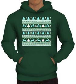ShirtStreet lustiges Herren Hoodie Männer Kapuzenpullover Ugly Christmas Sweater Blaue Weihnachten, Größe: L,dunkelgrün von ShirtStreet
