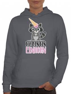 ShirtStreet süße Geschenkidee Unicorn EIS Ice Cream Damen Hoodie Frauen Kapuzenpullover Racoon - Ich Bin EIN Einhorn, Größe: XXL,Grau von ShirtStreet