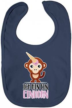 ShirtStreet süße Geschenkidee Unicorn EIS Ice Cream Lätzchen Baumwolle Baby Bib Jungen Mädchen AFFE - Ich Bin EIN Einhorn, Größe: OneSize,Nautical Navy von ShirtStreet