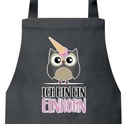 ShirtStreet süße Geschenkidee Unicorn Eis Ice Cream Frauen Herren Barbecue Baumwoll Grillschürze Kochschürze Eule - Ich bin ein Einhorn, Größe: onesize,Dark Grey von ShirtStreet