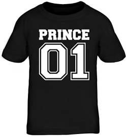 Valentinstag Hochzeit Paar Partner Valentine Kinder T-Shirt mit Prince 01 vorne Motiv, Größe: 134/146,schwarz von ShirtStreet