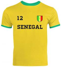 Wappen Fußball WM Fanfest Gruppen Herren Männer Ringer Trikot T-Shirt Trikot Senegal, Größe: S,Sunflower/Kelly Green von ShirtStreet