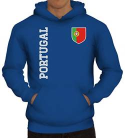 Wappen Fußball WM Fanshirt Gruppen Herren Hoodie Männer Kapuzenpullover Fan Trikot Portugal, Größe: 3XL,Royal Blau von ShirtStreet