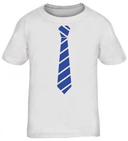 sportlich festlicher Style Schlips Kinder T-Shirt Rundhals Mädchen Jungen Krawatte schwarz, Größe: 134/146,weiß von ShirtStreet