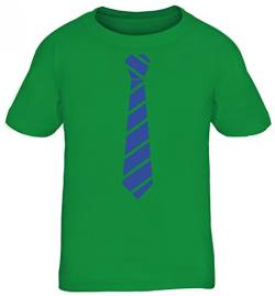 sportlich festlicher Style Schlips Kinder T-Shirt Rundhals Mädchen Jungen Streifen Krawatte weiß, Größe: 134/146,Kelly Green von ShirtStreet