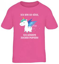 süßes Unicorn Glitzer Kinder T-Shirt Rundhals Mädchen Jungen Einhorn - Zucker Pupsen, Größe: 134/146,pink von ShirtStreet