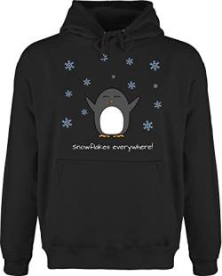 JH001 Männer Herren Premium Kapuzenpullover Kapuzenpulli Hoodie Hooded Sweat - Weihnachten - Snowflakes everywhere! - Pinguin - Winter - 3XL - Schwarz - baumwoll weihnachtspulli pulli weihnachts von ShirtYouWant