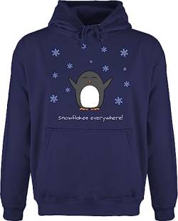 JH001 Männer Herren Premium Kapuzenpullover Kapuzenpulli Hoodie Hooded Sweat - Weihnachten - Snowflakes everywhere! - Pinguin - Winter - L - Navy Blau - pulli man weihnachtspulli weihnachtspullover von ShirtYouWant