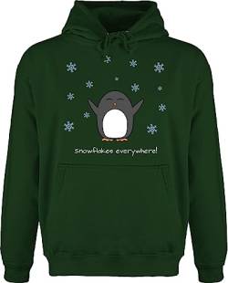 JH001 Männer Herren Premium Kapuzenpullover Kapuzenpulli Hoodie Hooded Sweat - Weihnachten - Snowflakes everywhere! - Pinguin - Winter - M - Dunkelgrün - weihnachtpulli weihnachtspullover von ShirtYouWant