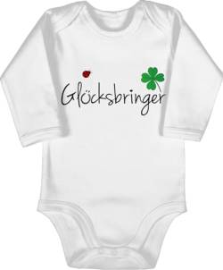 ShirtYouWant BZ30 Bio Baby Bodysuit Jungen Mädchen Strampler langarm - Kindermotive - Glücksbringer - Kleeblatt - Hufeisen - Marienkäfer - 3/6 Monate - Weiß - body von ShirtYouWant