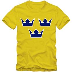 Herren T-Shirt Sverige Schweden Eishockey Icehockey TRE Kronor WM, Größe:XL, Farbe:gelb von Shirtastic