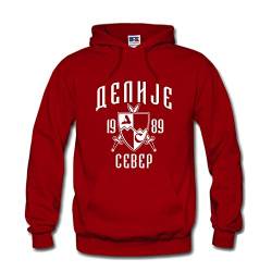 Hoodie Kapuzenpulli Delije Sever Red Star Crvena Zvezda NEU (XXL, Rot) von Shirtastic