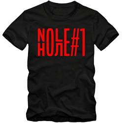 Kinder Unisex T-Shirt Nole #1 First Novak Djokovic 01 Tennis Match Serbien Tee, Farbe:schwarz/rot, Größe:5-6 Jahre (110-116cm) von Shirtastic