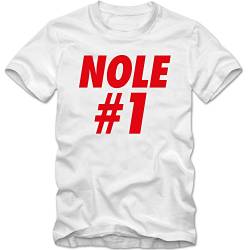 Kinder Unisex T-Shirt Nole #1 First Novak Djokovic 02 Tennis Match Serbien Tee, Farbe:Weiss/rot, Größe:7-8 Jahre (122-128cm) von Shirtastic