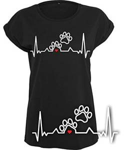 Hund Damen T-Shirt Pfoten Hunde Geschenk Funshirt, Größe: XXXL von Shirtbild