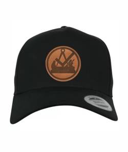 Schreiner Cap Mütze mit Lederpatch Handwerker Geschenk, Muster Name: Gebogen von Shirtbild