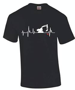 T-Shirt Herzschlag Bagger Baggerfahrer Beruf Spruch Motiv lustig Geschenk, Größe: 3XL von Shirtbild