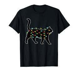 Katze Lichterkette Weihnachtsmotiv Tier Geschenk Weihnachten T-Shirt von Shirtbooth: Weihnachten